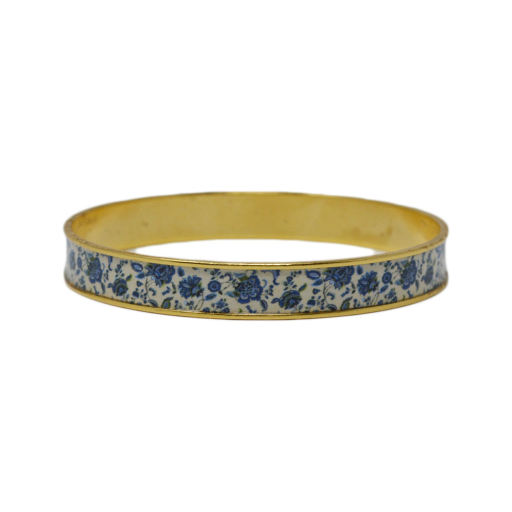 New England Blue Floral Bangle Bracelet
