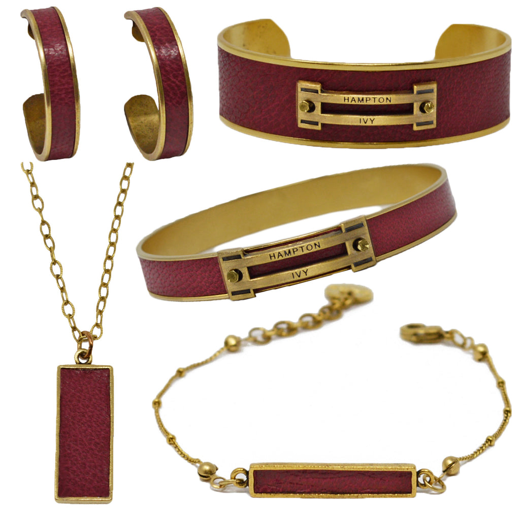 Crimson Leather Jewelry Set