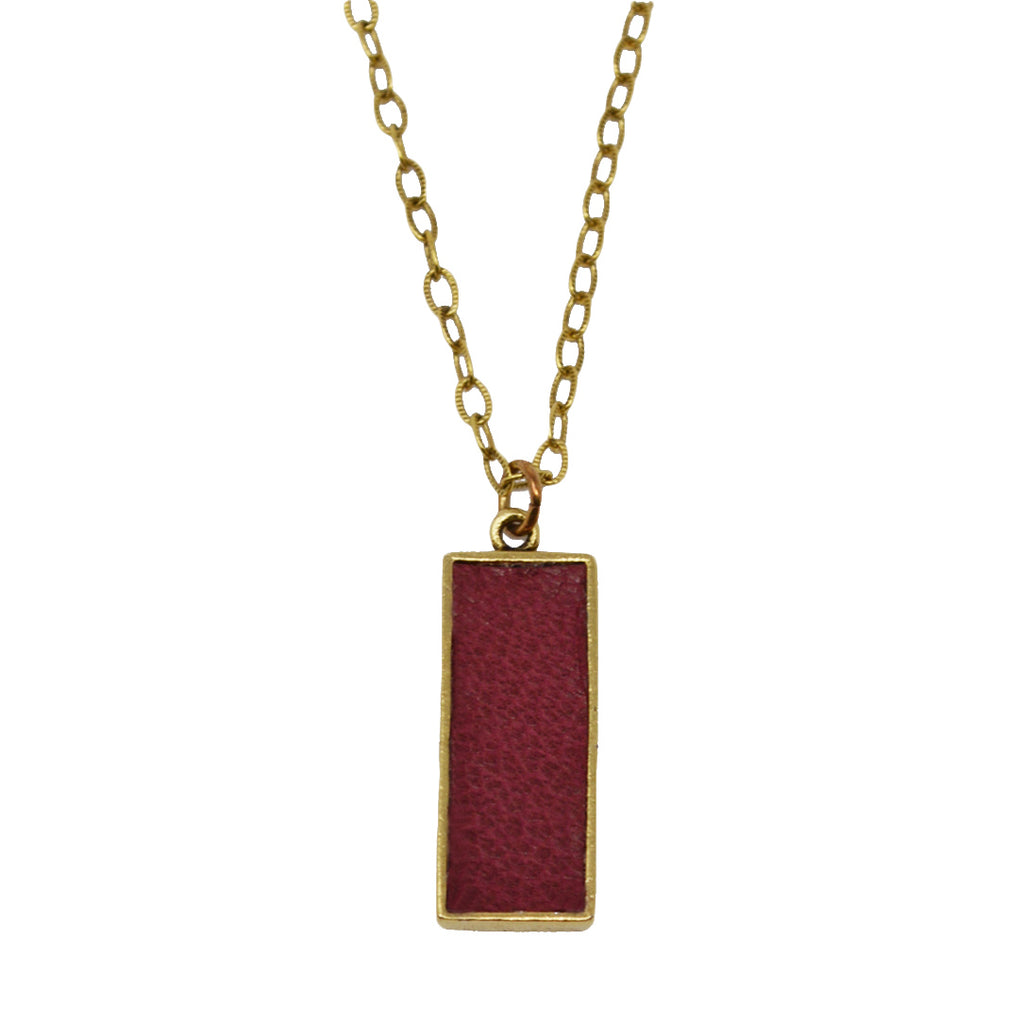 Crimson Leather Pendant Necklace