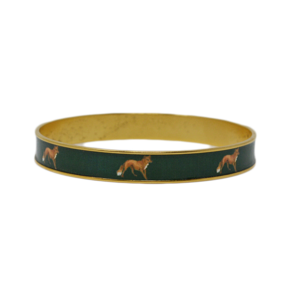 Forest Green Fox Bangle Bracelet