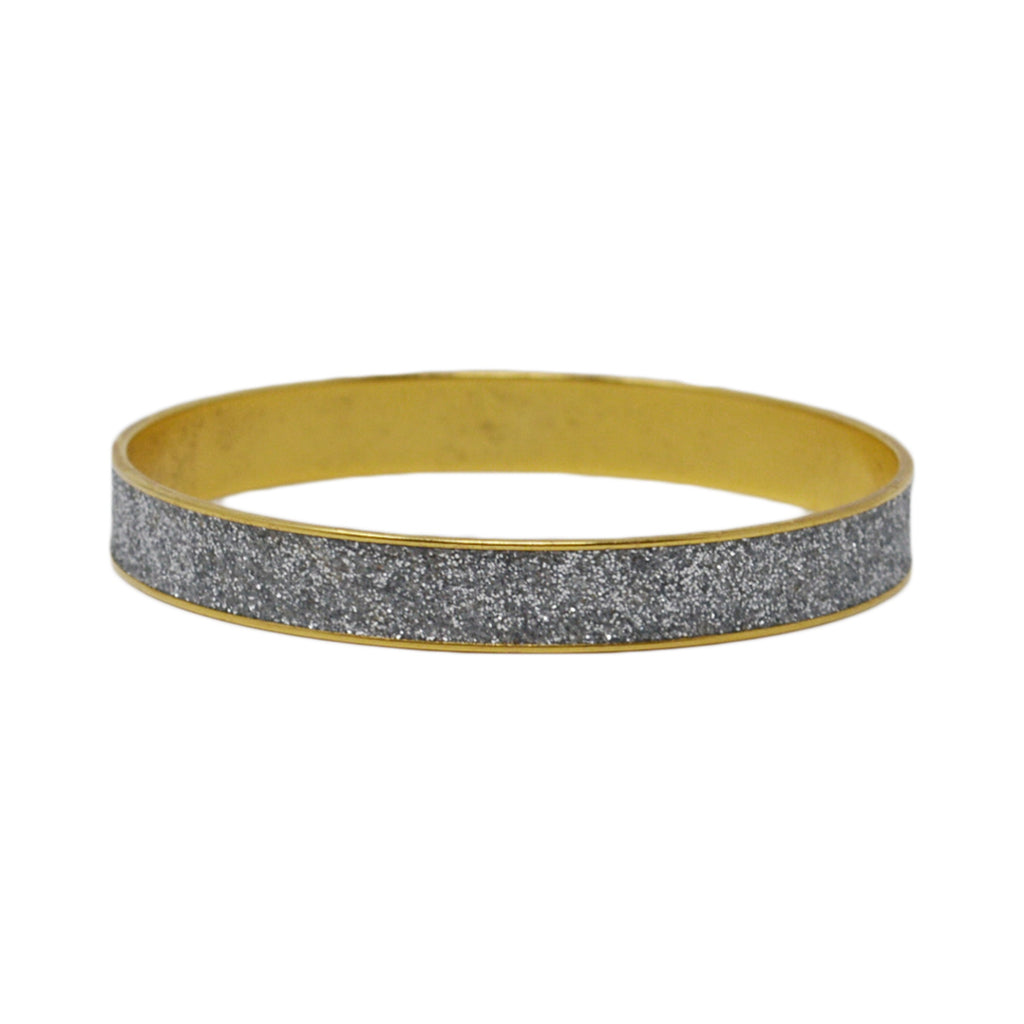 Silver Glitter & Gold Bangle Bracelet
