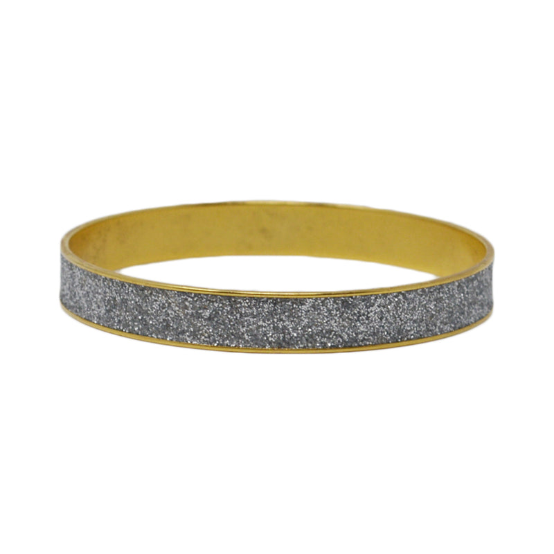 This beautiful bangle is filled with silver glitter on antiqued 24k gold plated brass. It's glamorous and timeless!