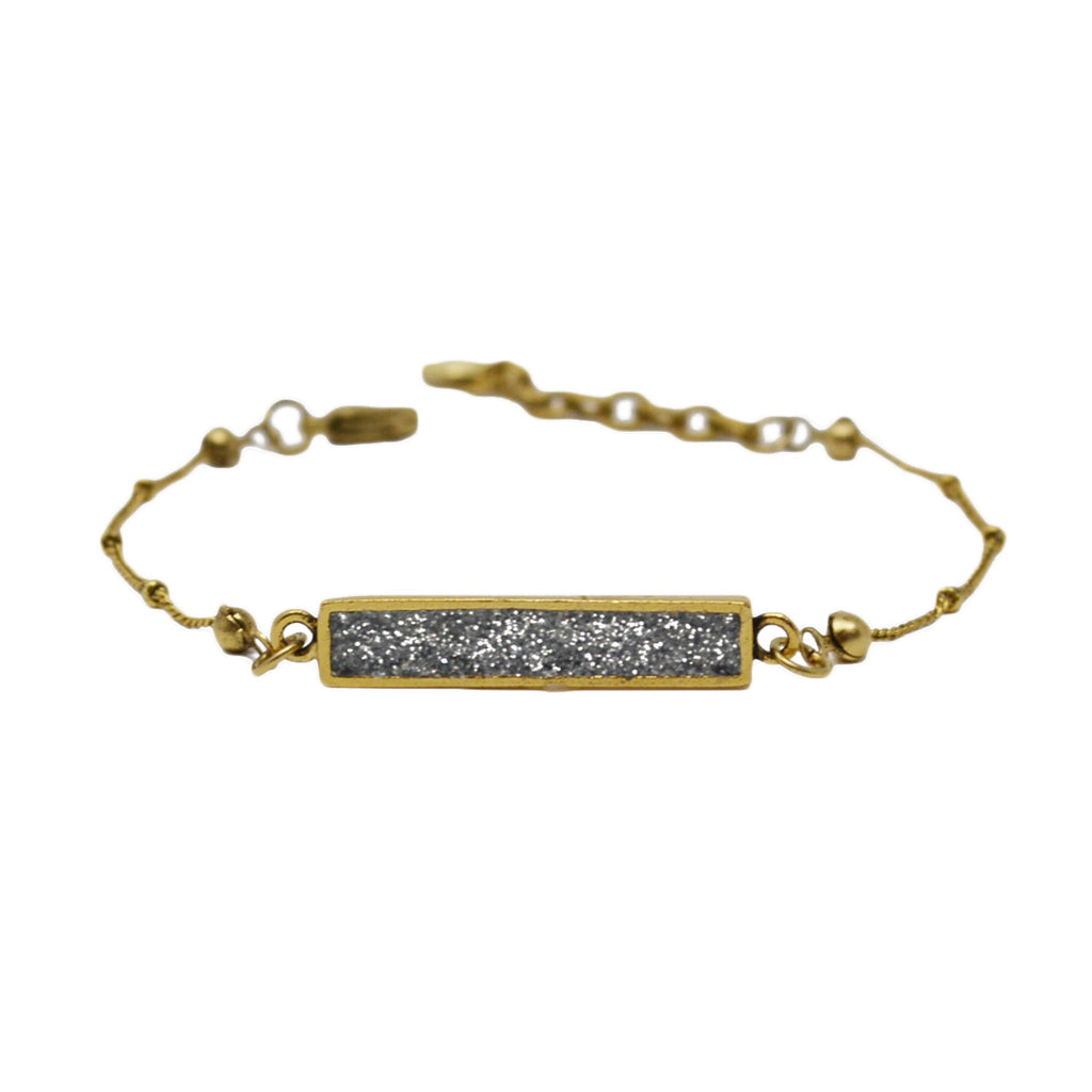 Silver Glitter & Gold Dainty Charm Bracelet