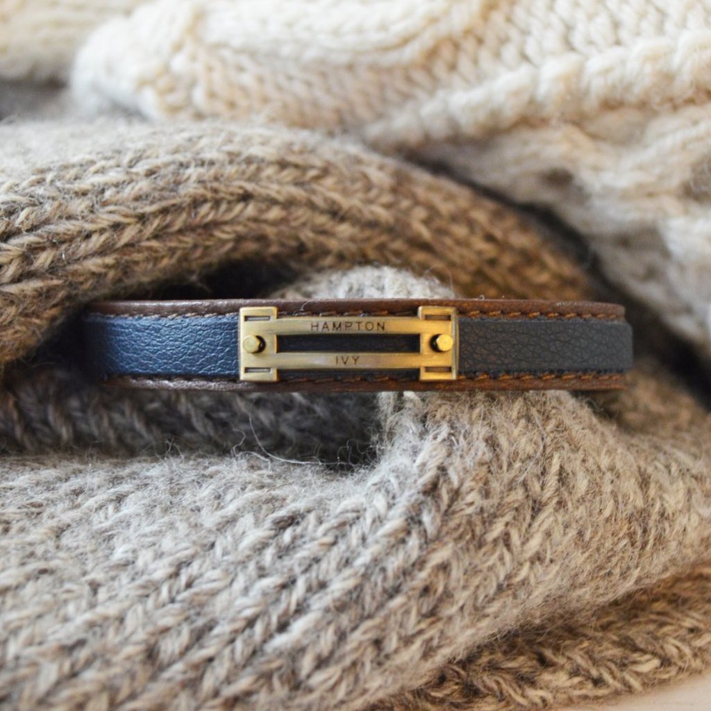 Men's Brown & Navy Double Leather Bracelet