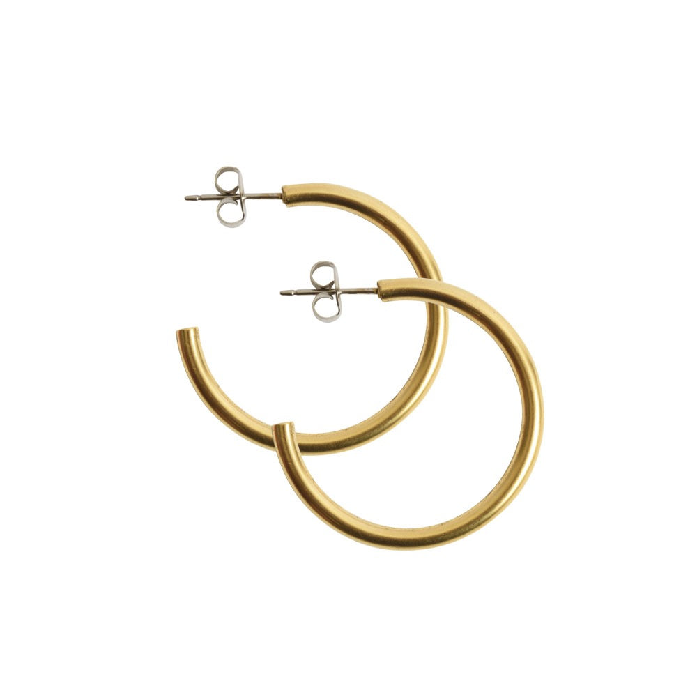 Antiqued Gold Small Hoop Earrings