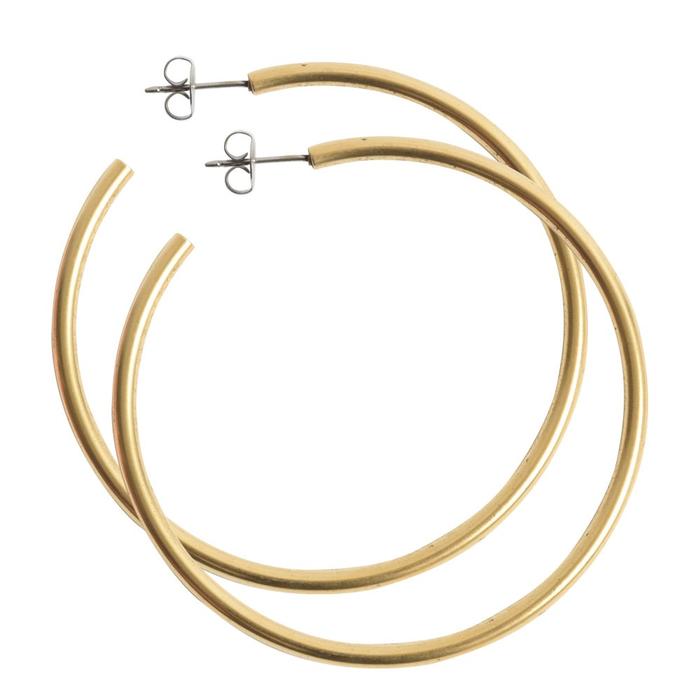 Antiqued Gold Large Hoop Earrings