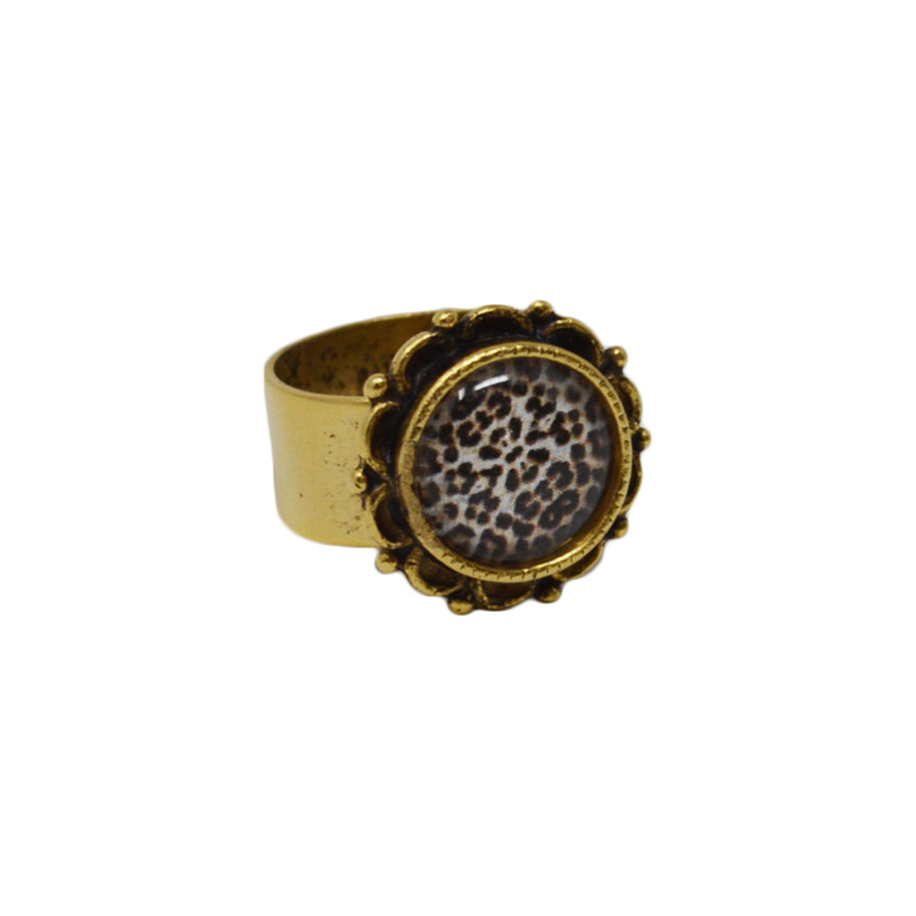 Leopard Print Adjustable Ornate Ring