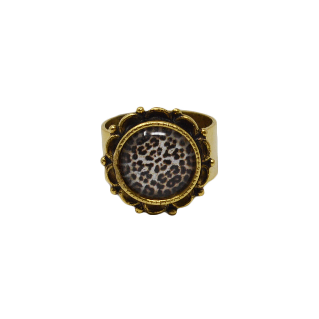 Leopard Print Adjustable Ornate Ring