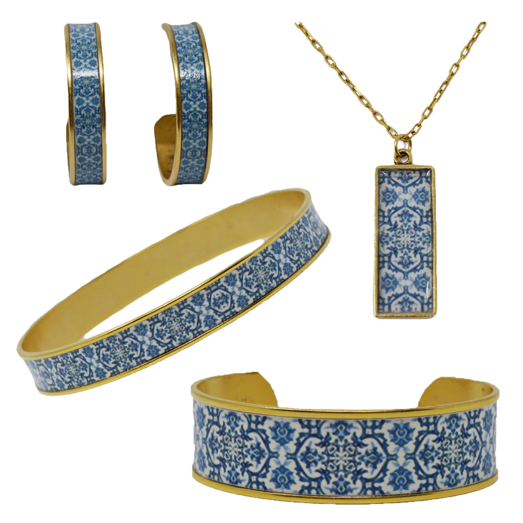 Mediterranean Royal Blue Tile Jewelry Set