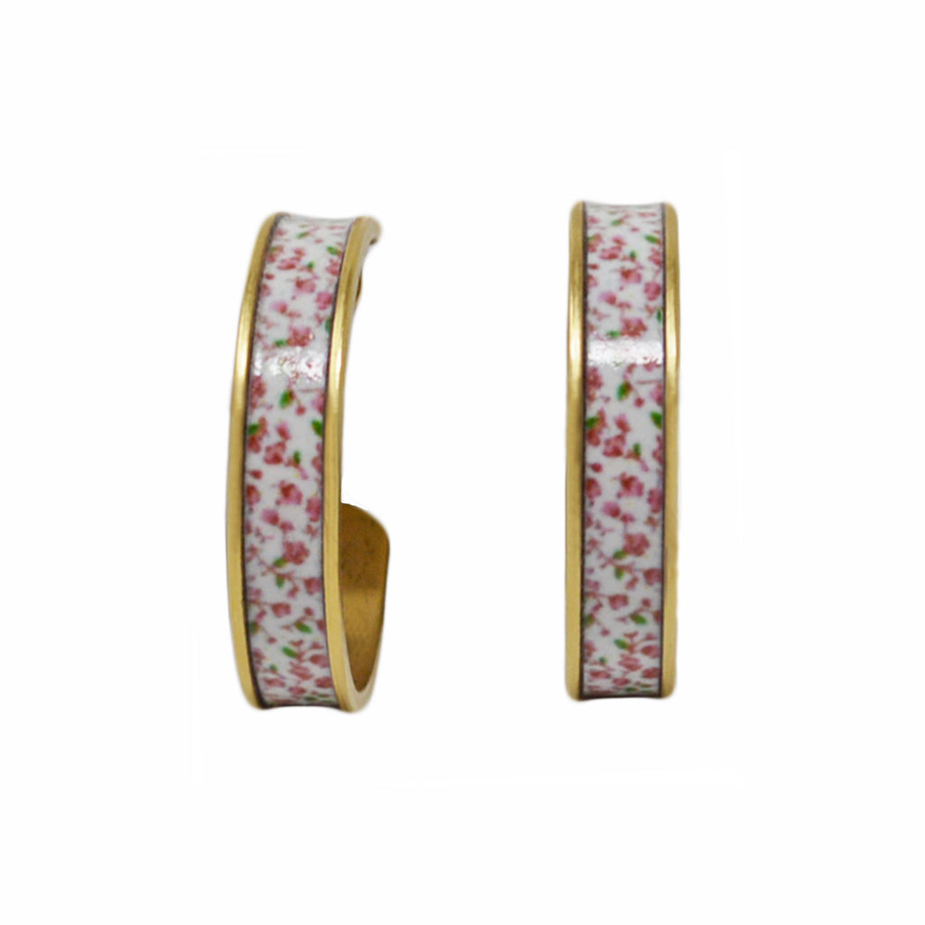 Pink Floral Hoop Earrings