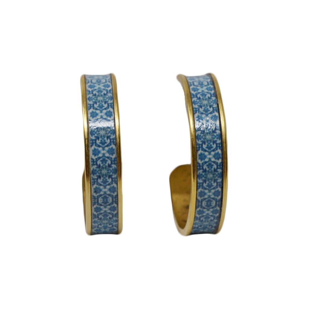 Mediterranean Royal Blue Tile Hoop Earrings