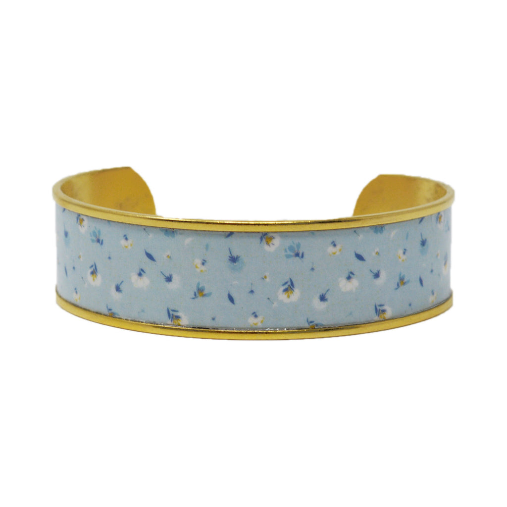 Soft Blue Summer Floral Cuff Bracelet
