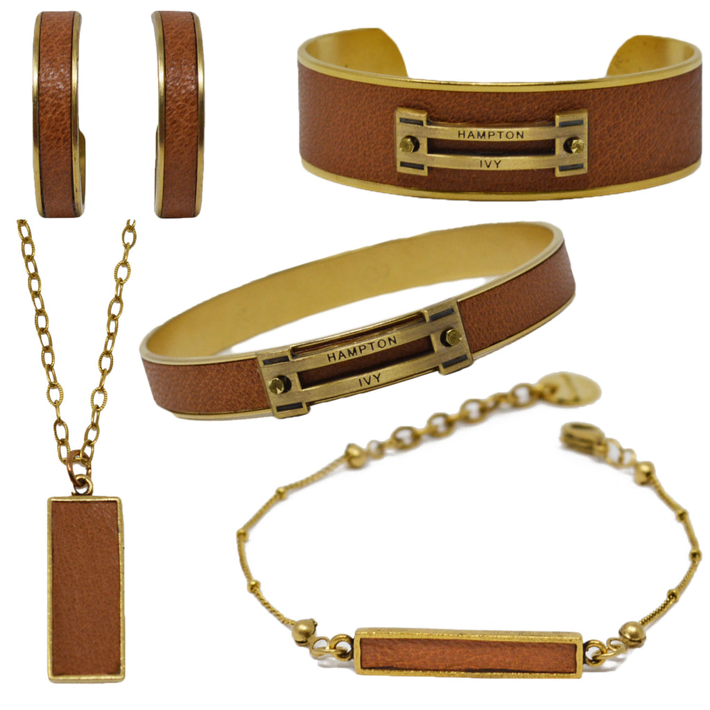 Tan Leather Jewelry Set