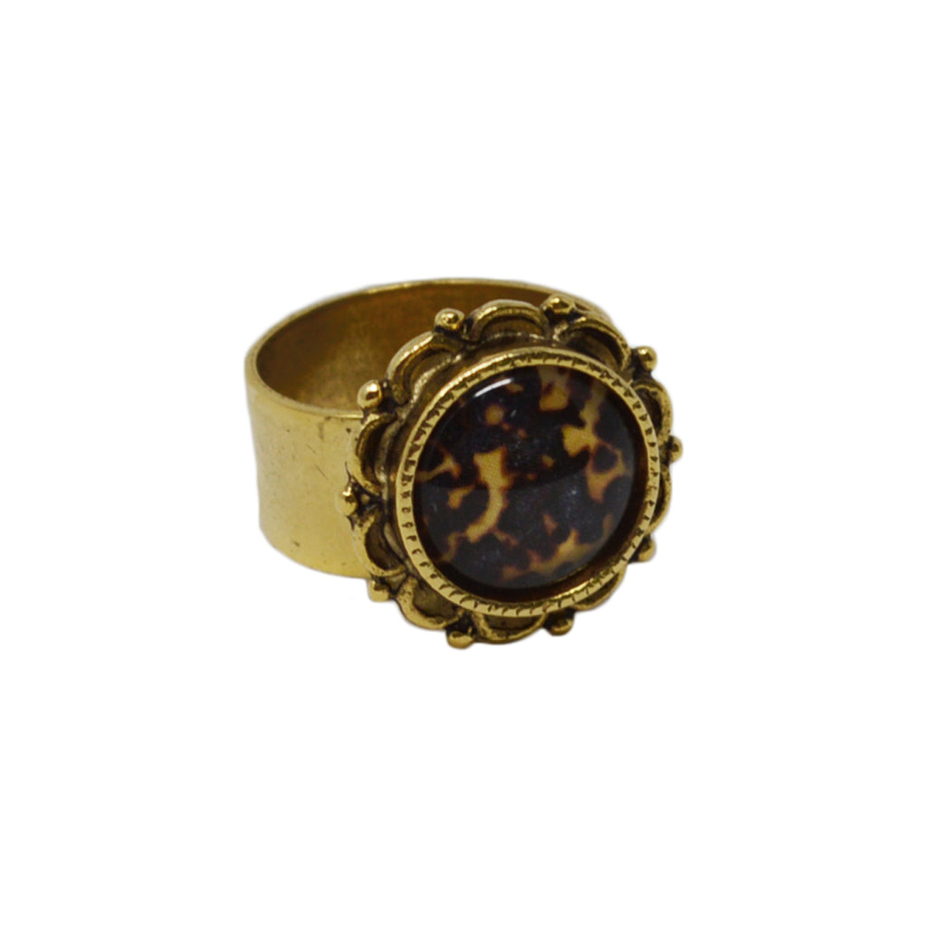 Tortoiseshell Adjustable Ornate Ring