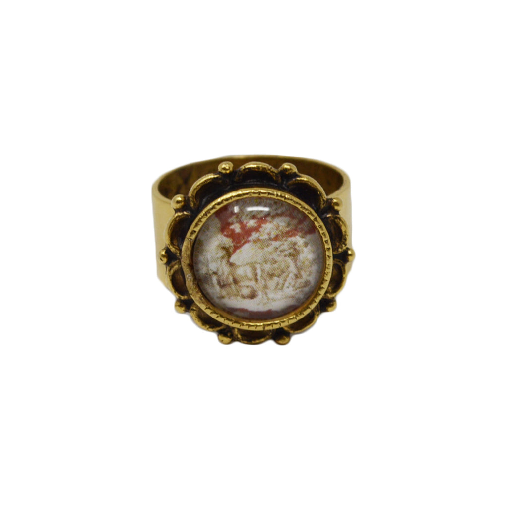 Whitetail Toile Adjustable Ornate Ring